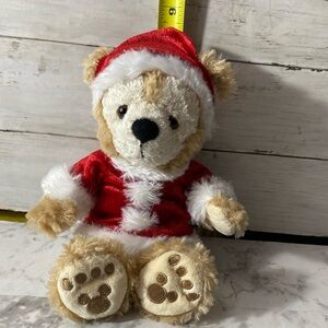 Disney Parks 10” Duffy The Disney Bear Christmas  Red Santa Hat Jacket Fur Trim